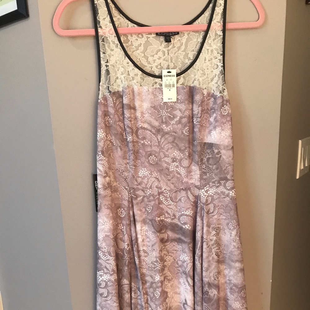 Grey print lace dress